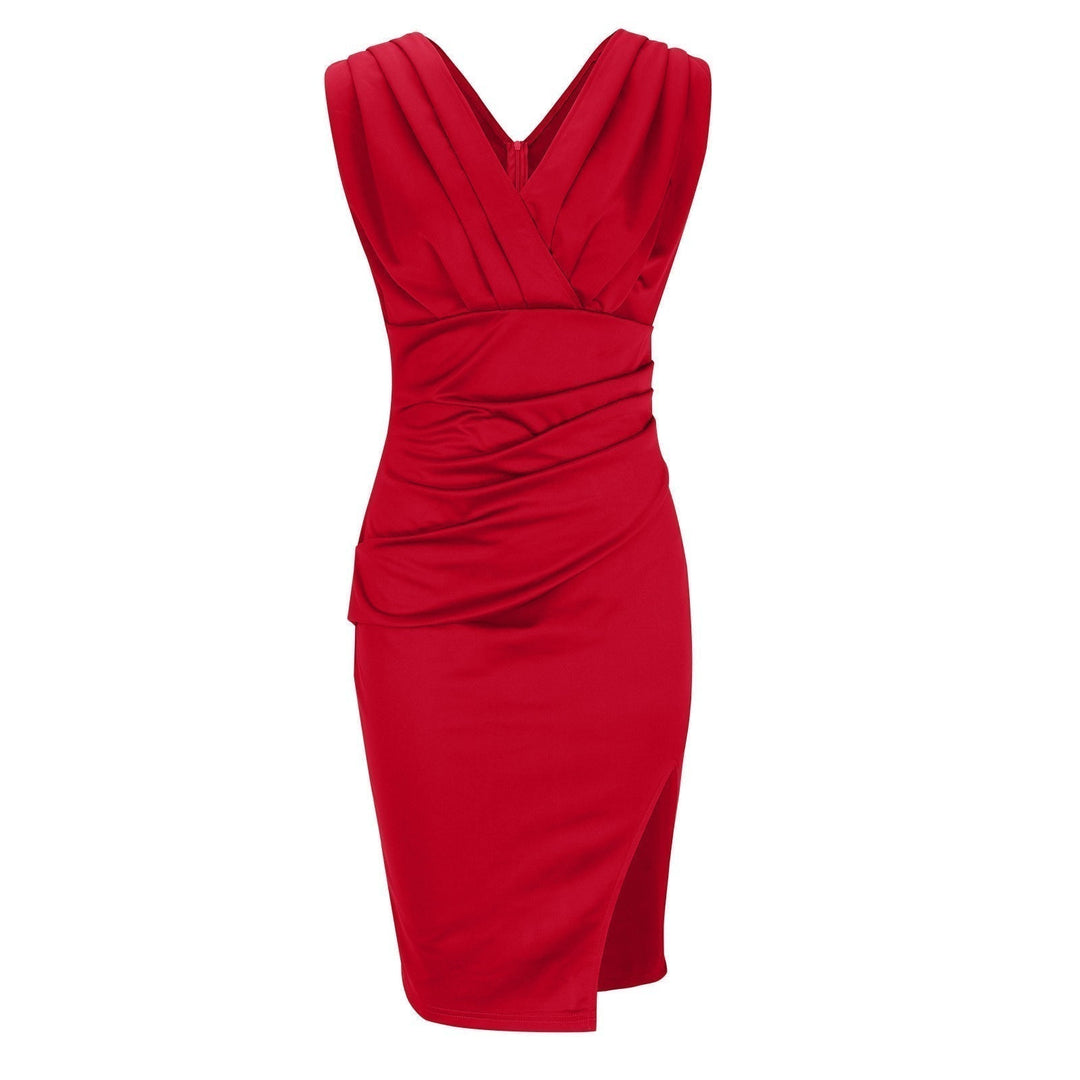 Maud™ | Elegant V-Neck Slit Dress