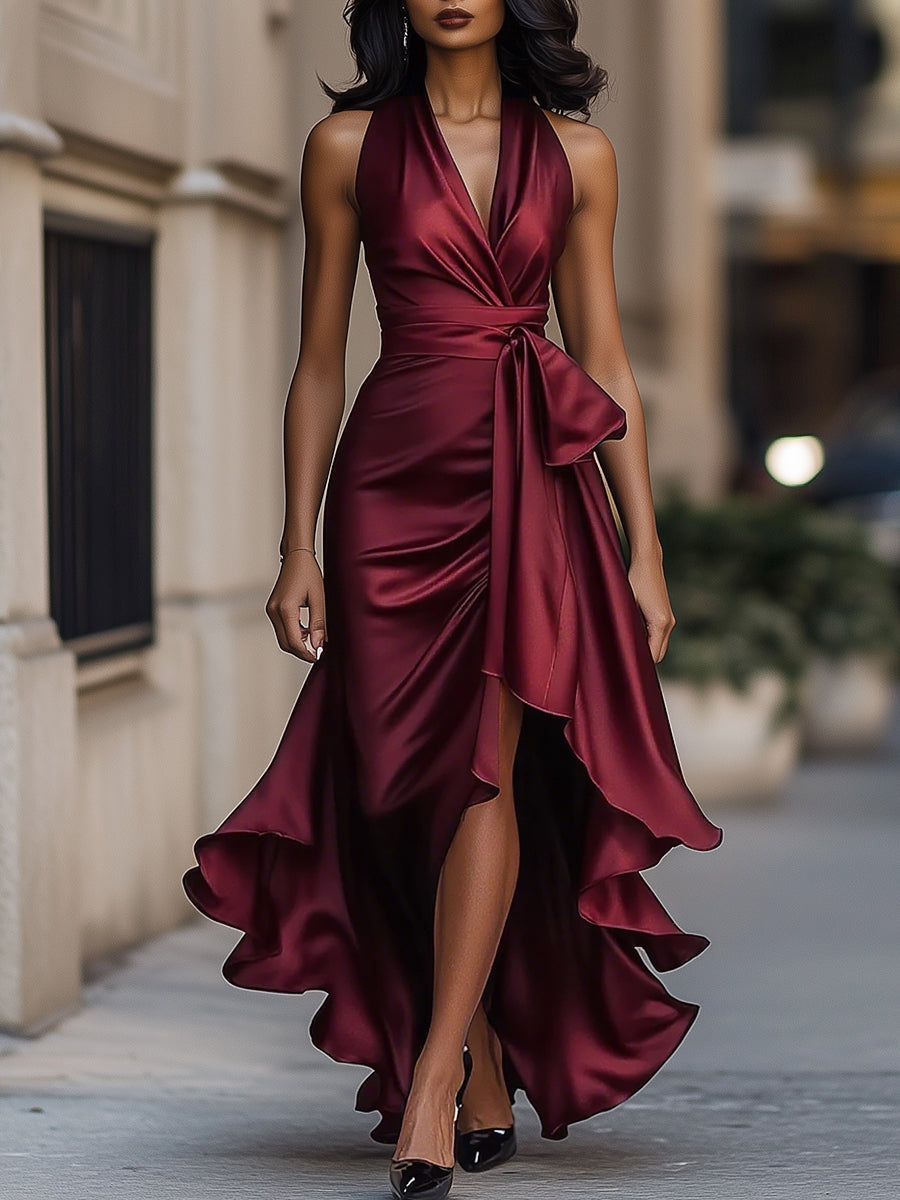 Satin Draped Waist Dress | The Spark