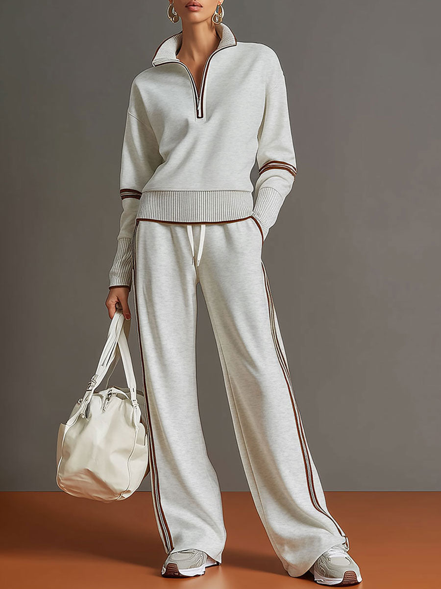 PRISCILLA™ | Elegant Sporty Set with Half-Zip Sweatshirt