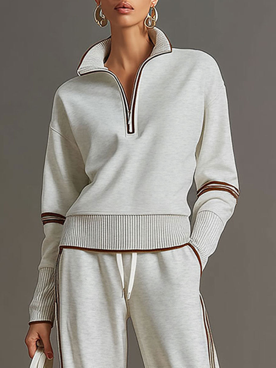 PRISCILLA™ | Elegant Sporty Set with Half-Zip Sweatshirt