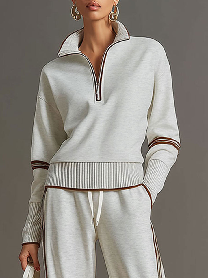 PRISCILLA™ | Elegant Sporty Set with Half-Zip Sweatshirt