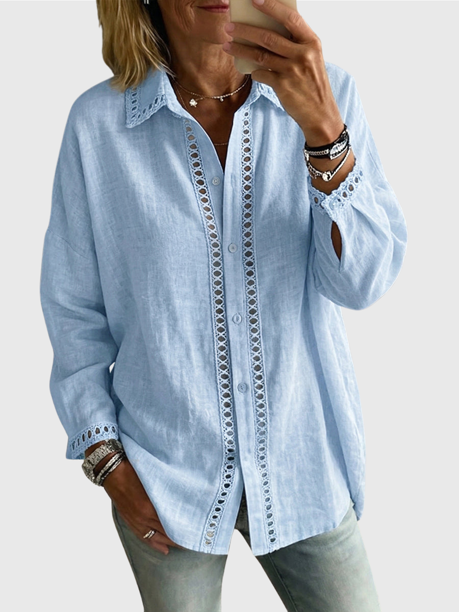 Venice | Casual Long-Sleeve Shirt With Spliced Cutout Webbing