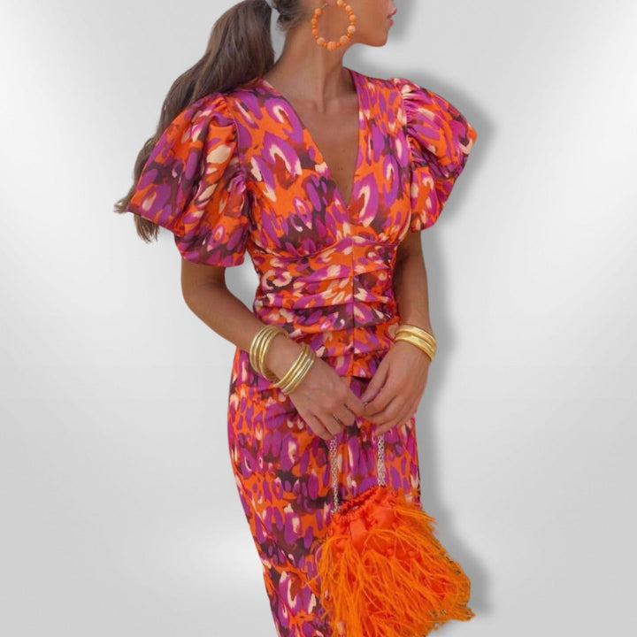 Noor™ - Midi Dress with Puff Sleeves
