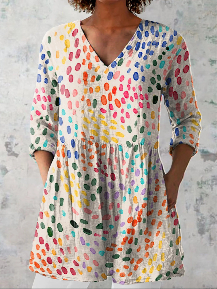 Bernarda | Vintage V-neck Long Sleeve Shirt