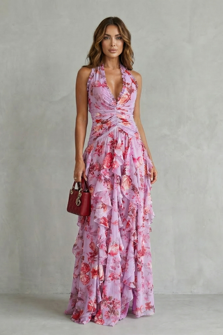 Bella | Long dress with halter neck