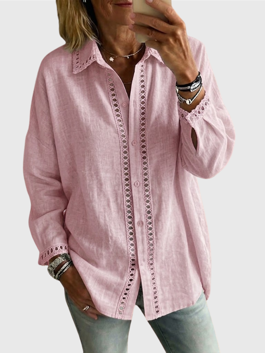 Venice | Casual Long-Sleeve Shirt With Spliced Cutout Webbing