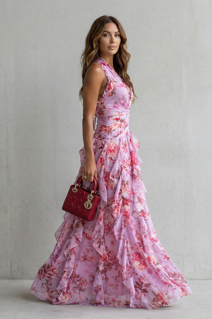 Bella | Long dress with halter neck