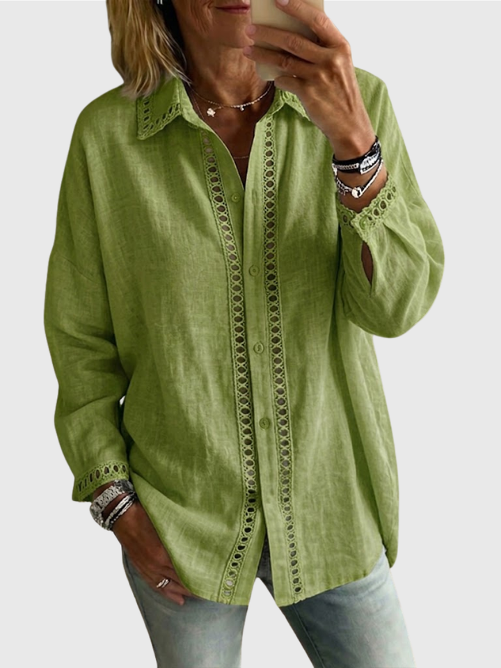 Venice | Casual Long-Sleeve Shirt With Spliced Cutout Webbing