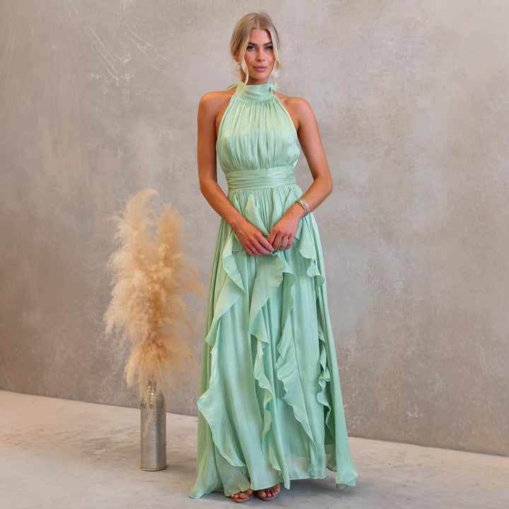 CELESTIA™ | Ruffled Halter Maxi Dress