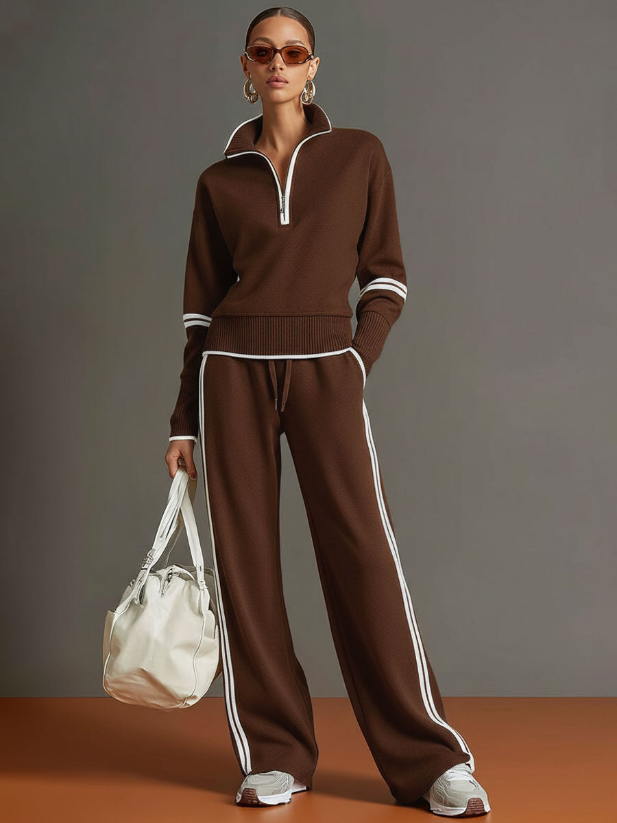 PRISCILLA™ | Elegant Sporty Set with Half-Zip Sweatshirt