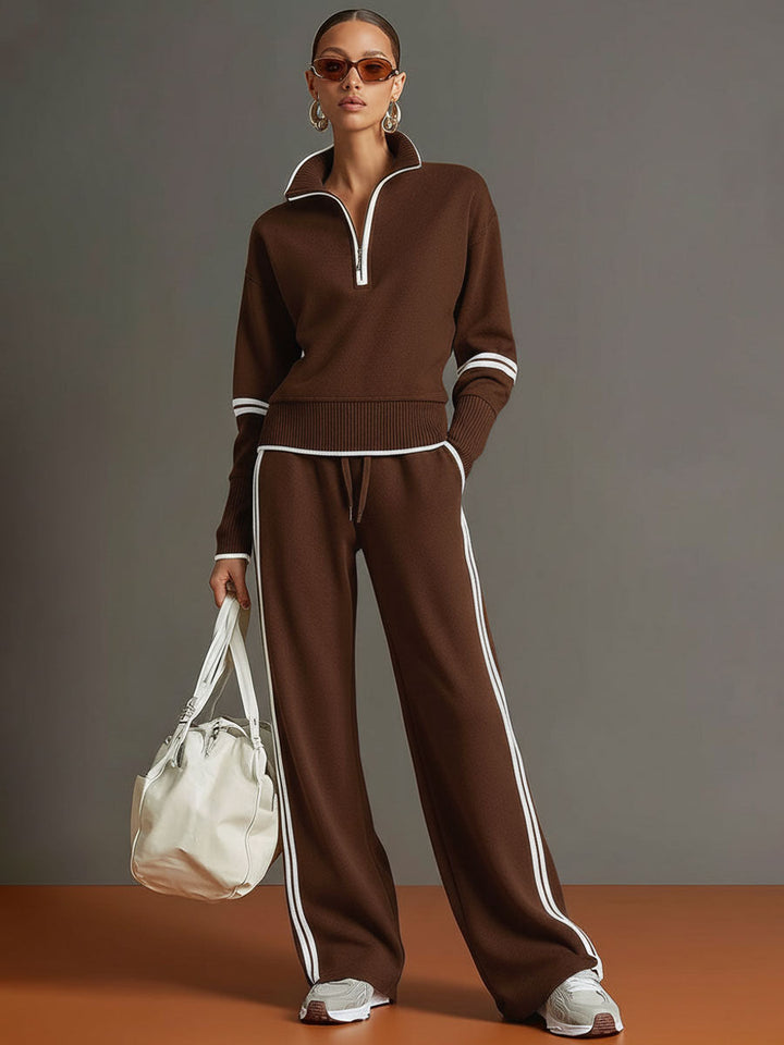 PRISCILLA™ | Elegant Sporty Set with Half-Zip Sweatshirt