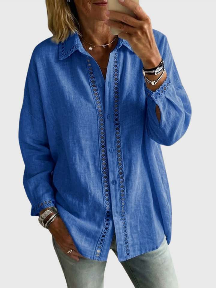 Venice | Casual Long-Sleeve Shirt With Spliced Cutout Webbing