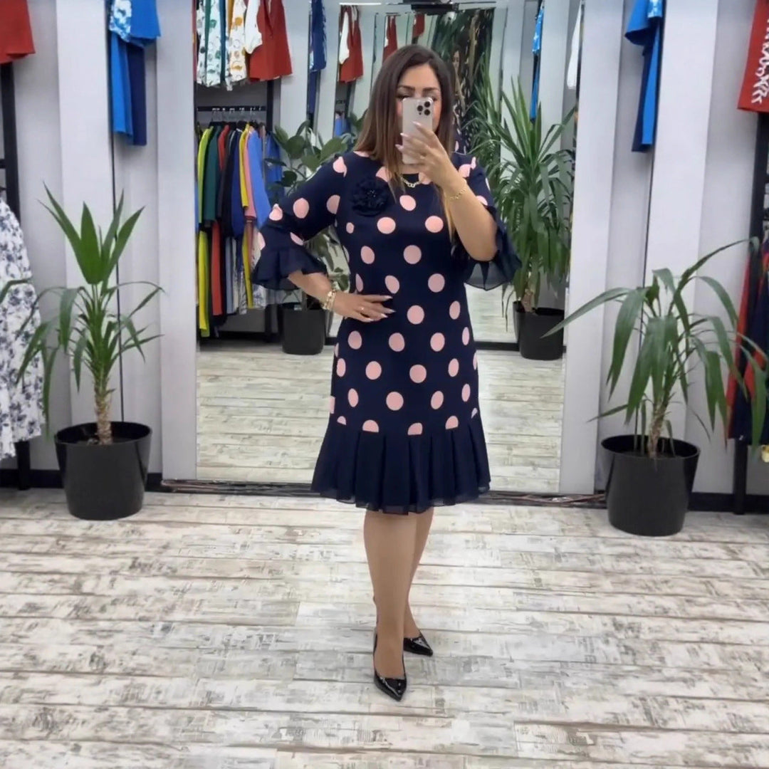 VICTORIA™ | Pleated Polka Dot Dress