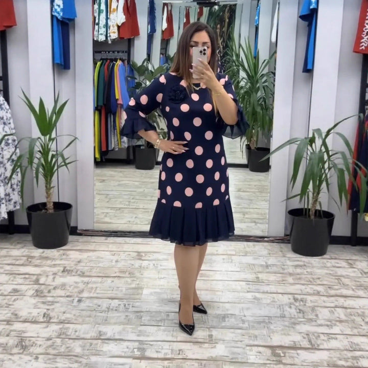 VICTORIA™ | Pleated Polka Dot Dress
