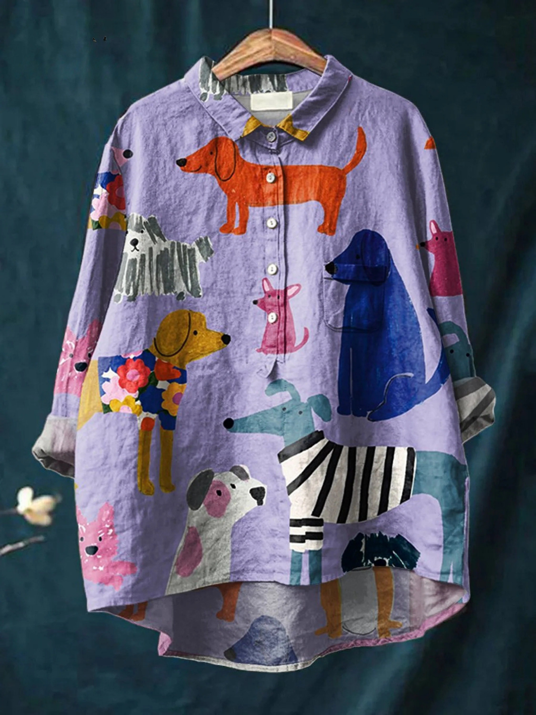 CORALIE™ | Women's Dog  Art Print Casual  Shirt