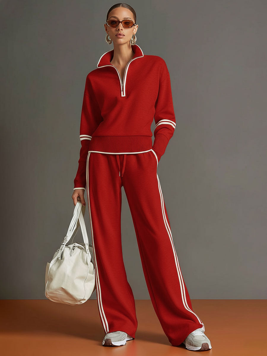 PRISCILLA™ | Elegant Sporty Set with Half-Zip Sweatshirt