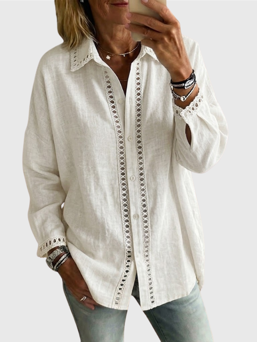 Venice | Casual Long-Sleeve Shirt With Spliced Cutout Webbing
