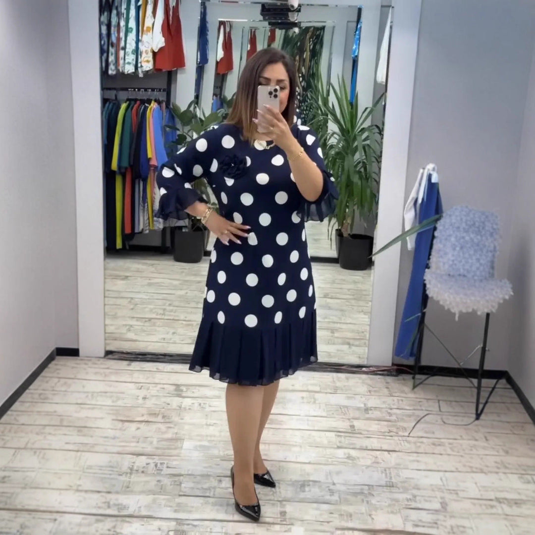 VICTORIA™ | Pleated Polka Dot Dress