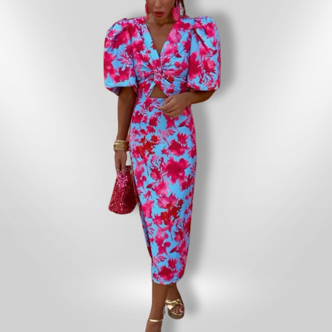 Noor™ - Midi Dress with Puff Sleeves
