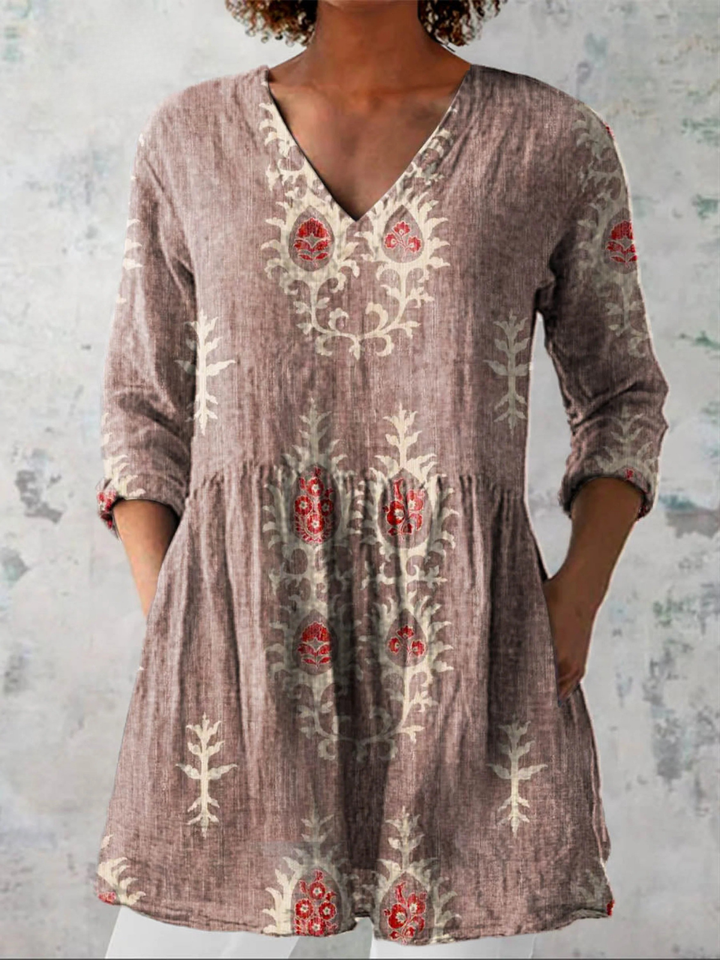 Maeva | Vintage Long Sleeve V-Neck Shirt