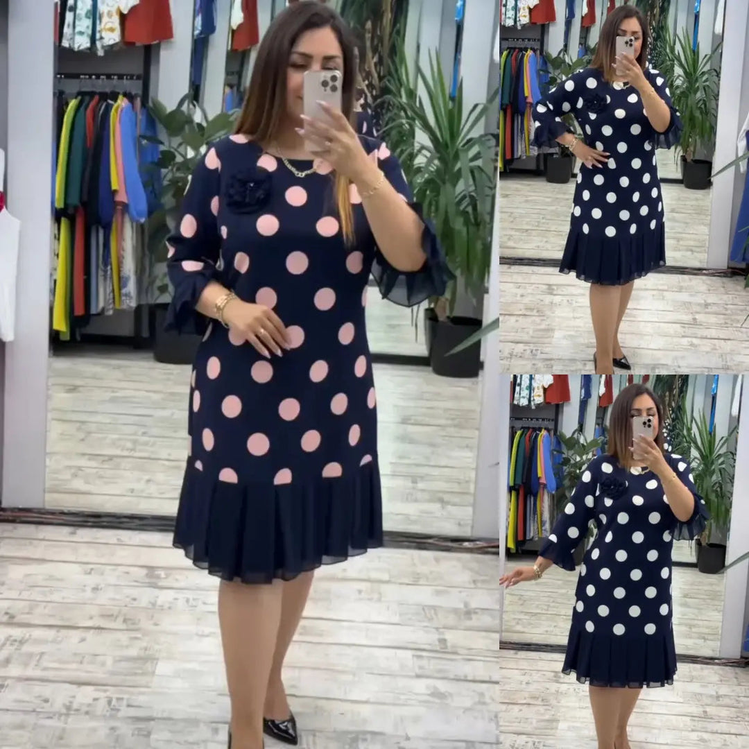 VICTORIA™ | Pleated Polka Dot Dress