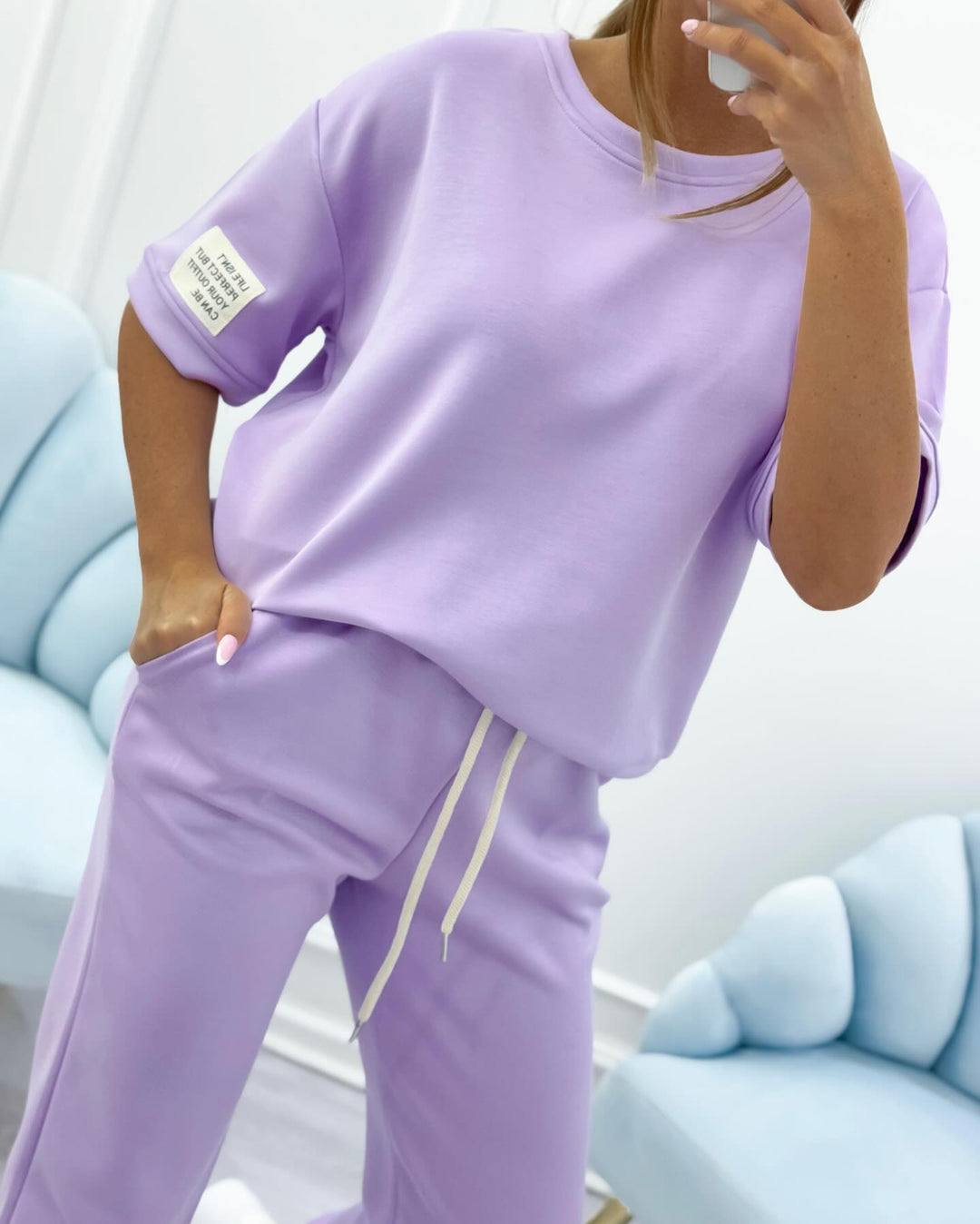ELENZA | Women’s Casual Two-Piece Set with Solid Top and Trousers