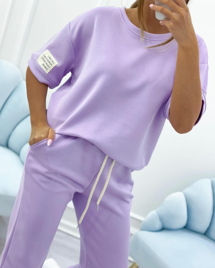 ELENZA | Women’s Casual Two-Piece Set with Solid Top and Trousers