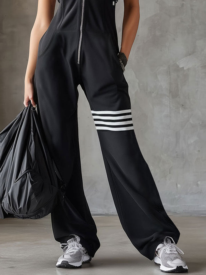 GIADA™ | Retro Sport Jumpsuit with Hood and Stripes