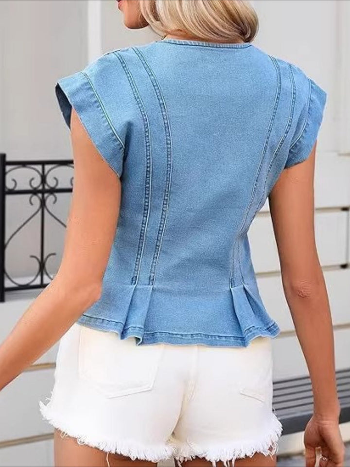 Viera | Denim Top with V-Neck