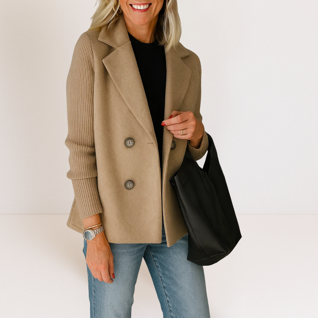Feyrinna | Elegant Knit-sleeve Jacket