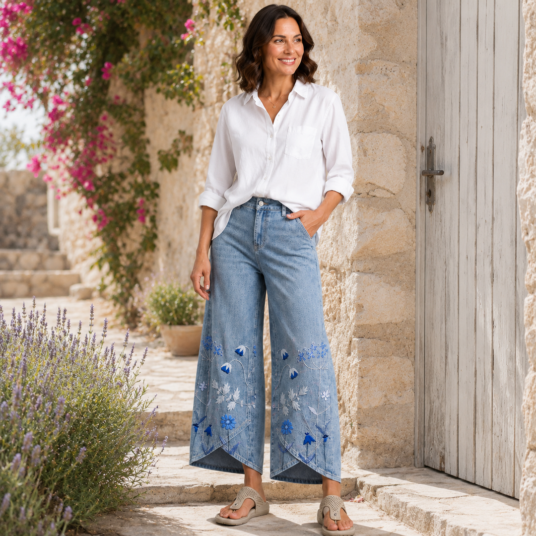 ELODIE | Boho Floral Print Trousers