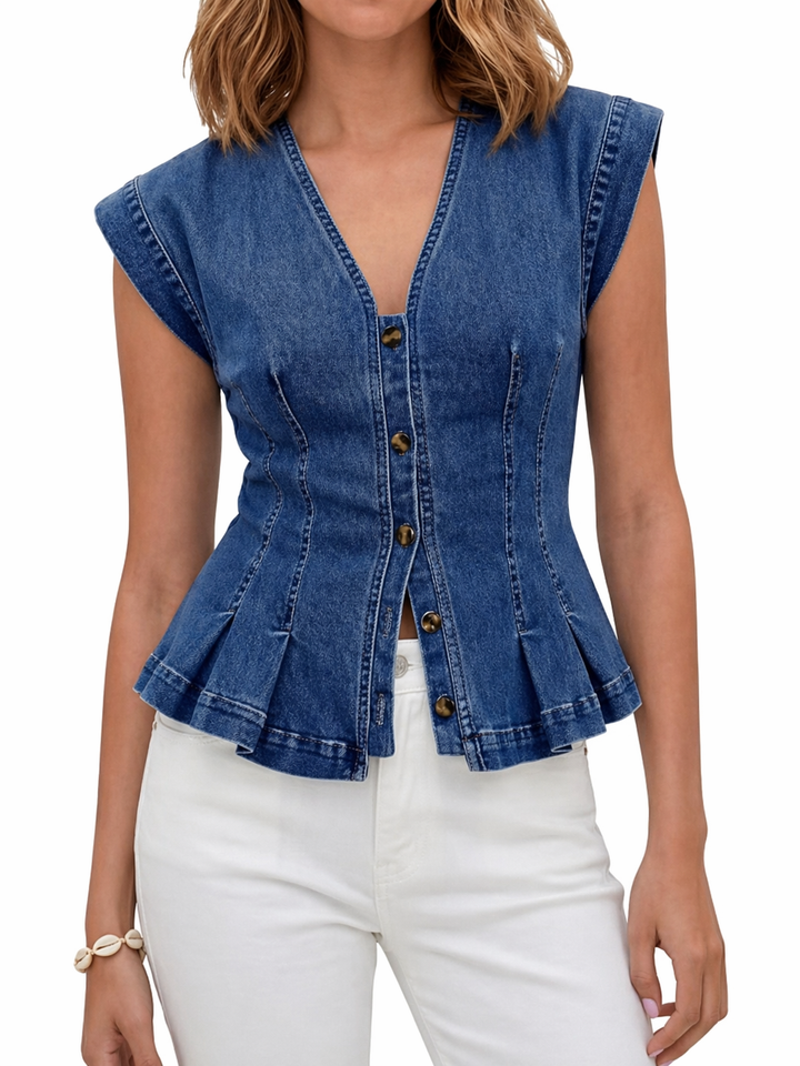 Viera | Denim Top with V-Neck