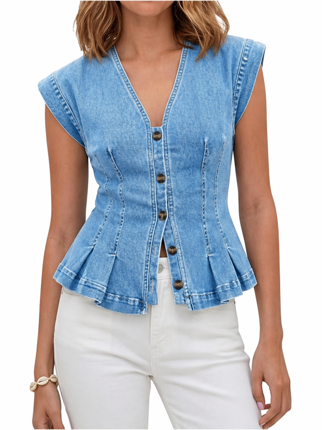 Viera | Denim Top with V-Neck