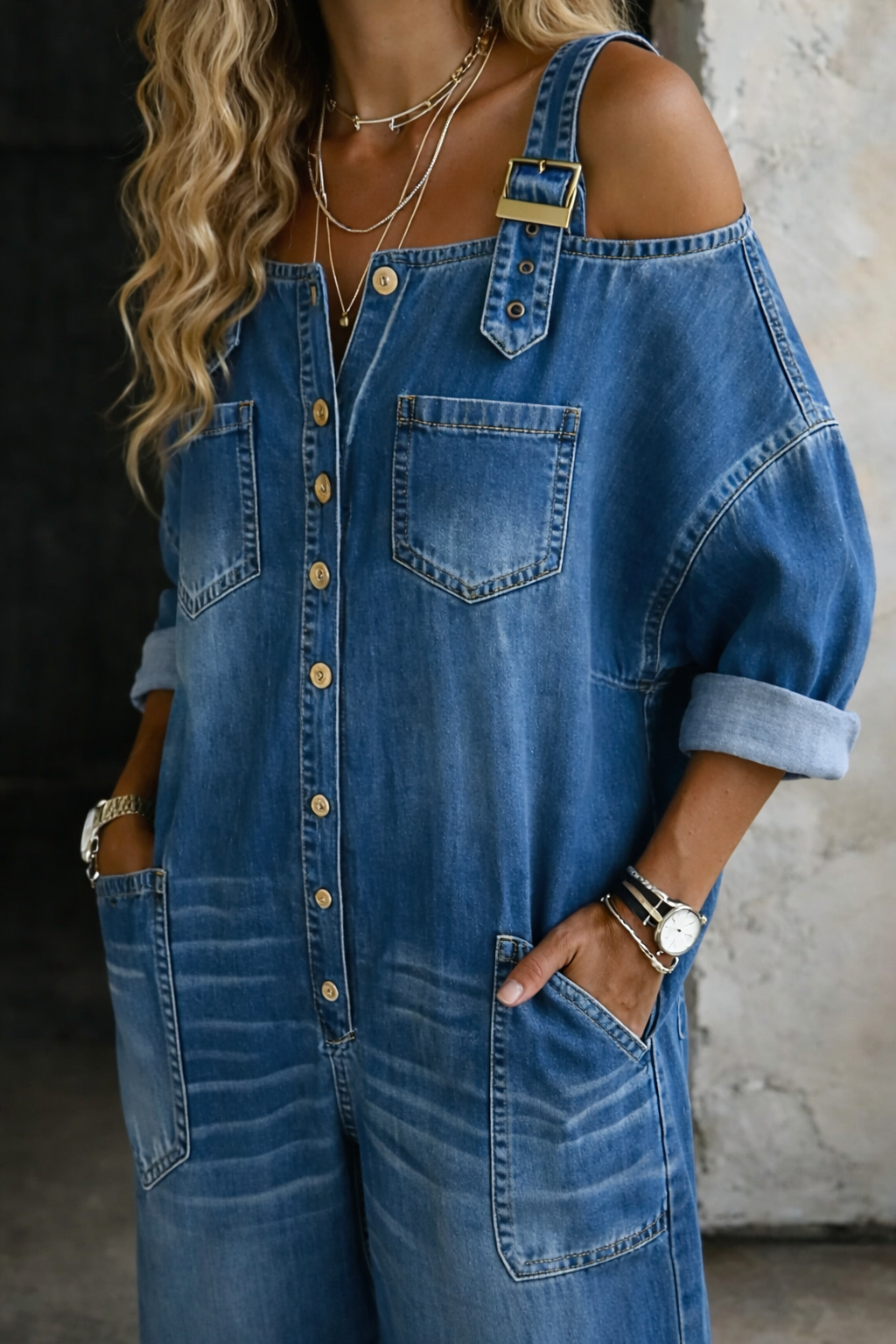 Sophia | Strapless Denim Look Midi Dress