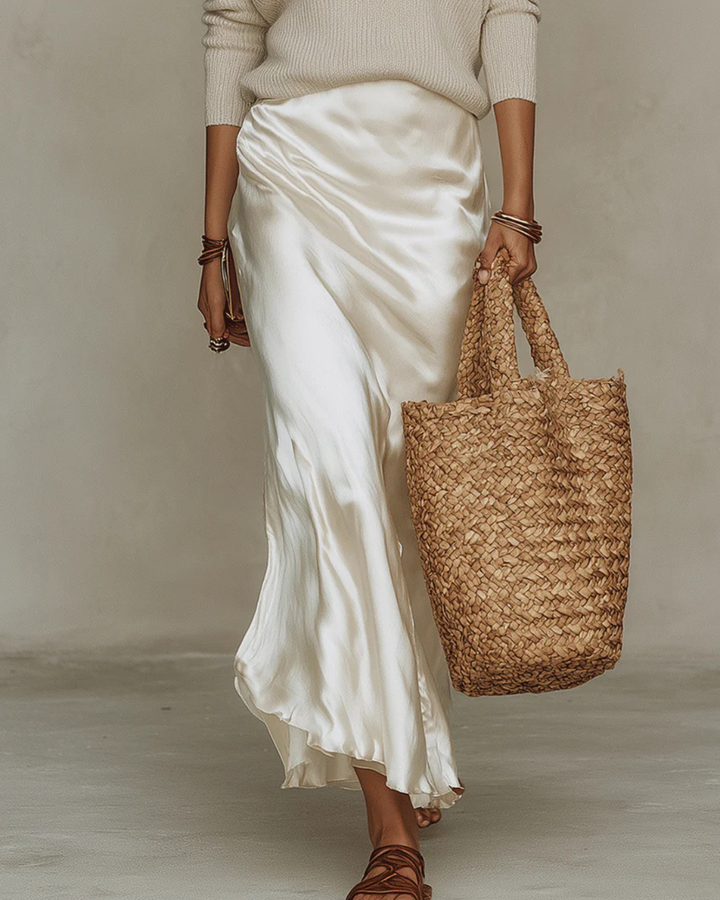 Elena | Satin Midi Dress with Included Jumper