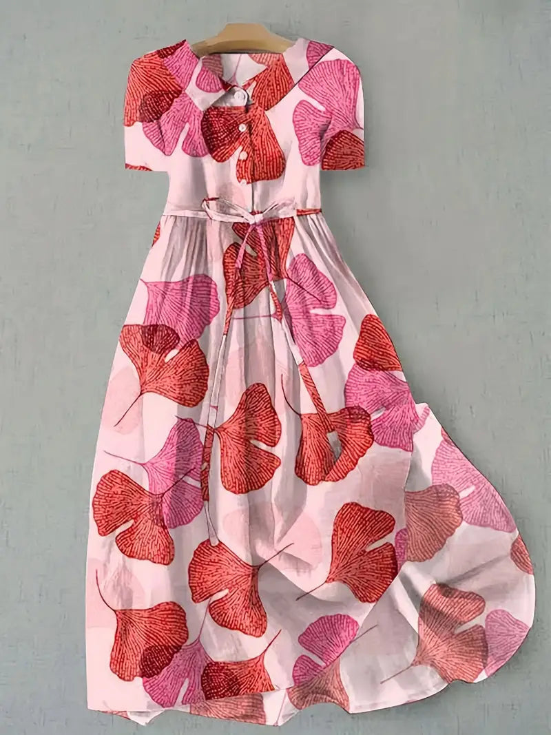 Solène™ | Rosy Floral Dress with Soft Fit