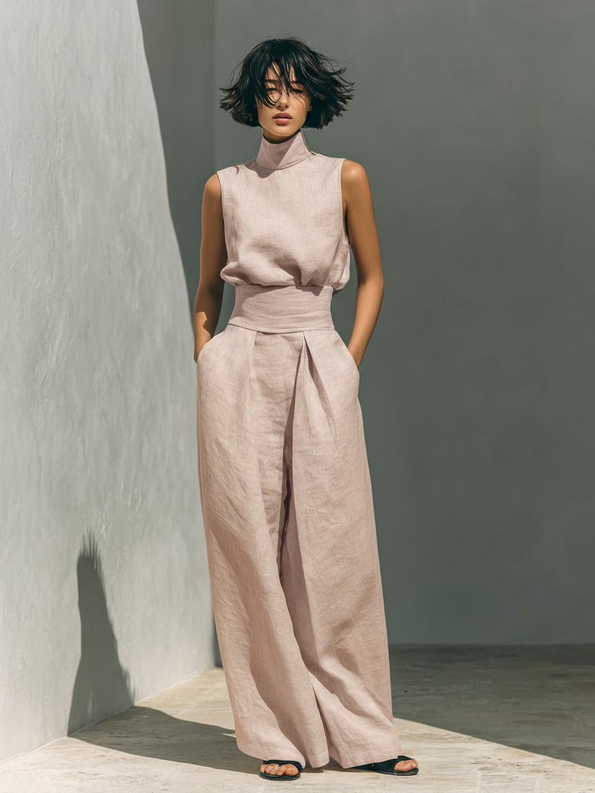MARIA™ | Minimalist Tank Top and Wide-Leg Trousers Set