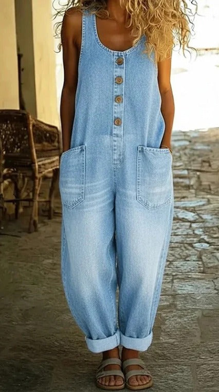 Sadie | Vintage Wash Cotton Denim Dungarees