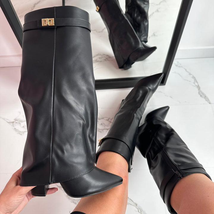 SERENA™ - Black Leather Boots