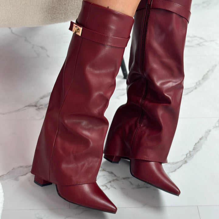 ELOISE™ - Burgundy Leather Boots