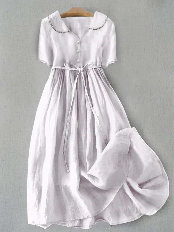 Zirelle™ | Soft elegant summer dress, classic cut, white