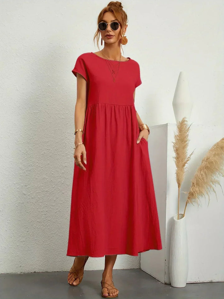 GABRIELA™ | Fluid Midi Dress of Timeless Elegance