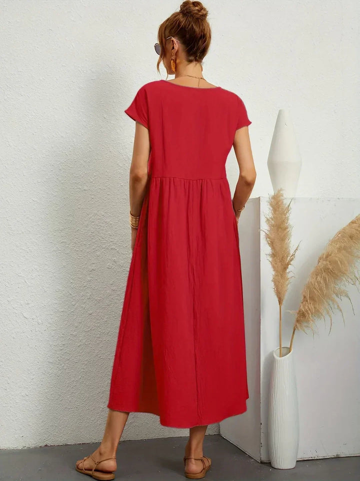GABRIELA™ | Fluid Midi Dress of Timeless Elegance
