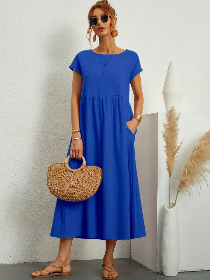 GABRIELA™ | Fluid Midi Dress of Timeless Elegance
