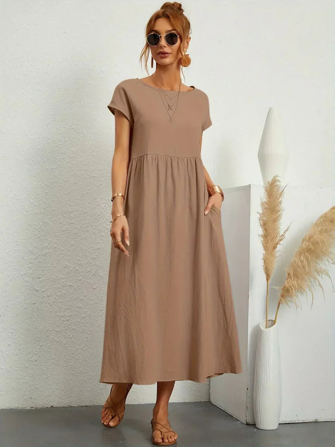 GABRIELA™ | Fluid Midi Dress of Timeless Elegance