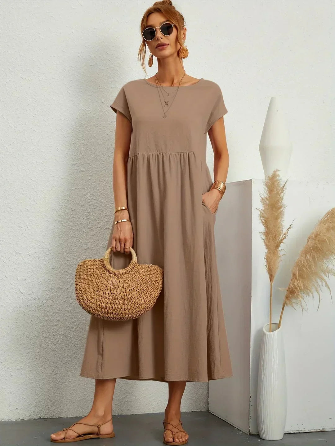 GABRIELA™ | Fluid Midi Dress of Timeless Elegance
