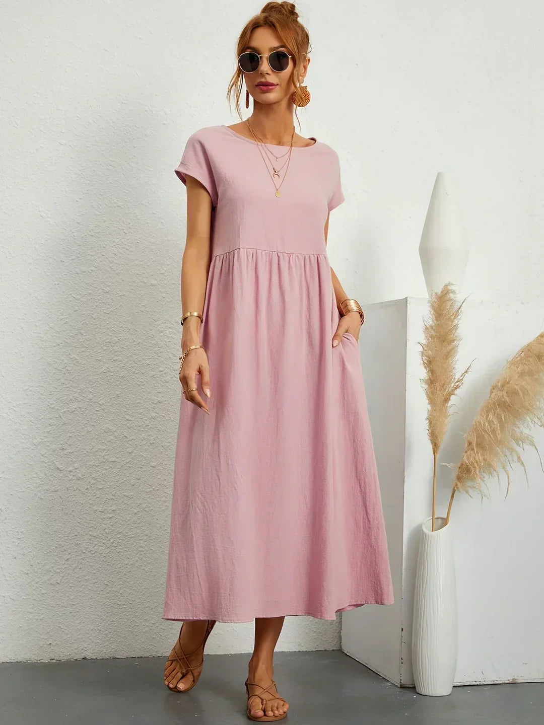 GABRIELA™ | Fluid Midi Dress of Timeless Elegance