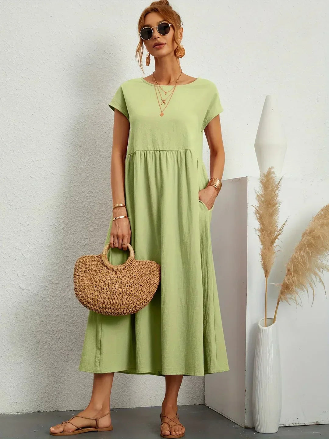 GABRIELA™ | Fluid Midi Dress of Timeless Elegance