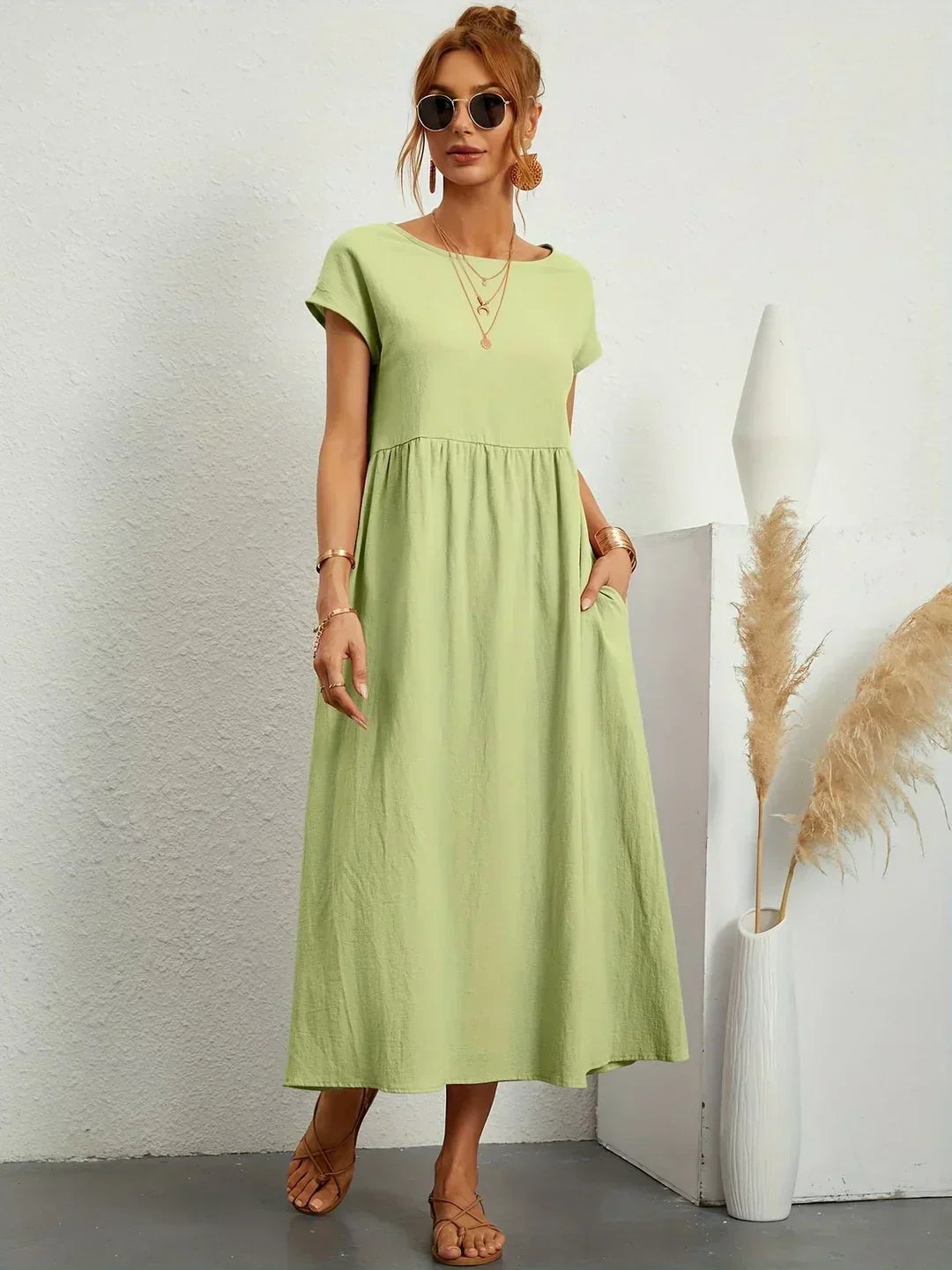 GABRIELA™ | Fluid Midi Dress of Timeless Elegance
