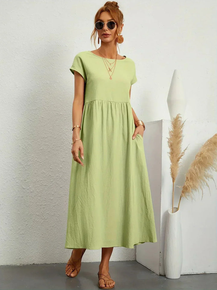 GABRIELA™ | Fluid Midi Dress of Timeless Elegance